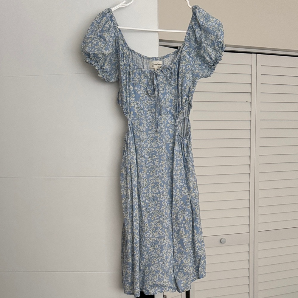 Jessica Simpson Floral Blue Puff Sleeve Dress